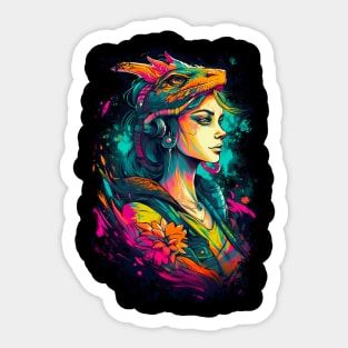 The Girl with the Dragon Headphones Sticker